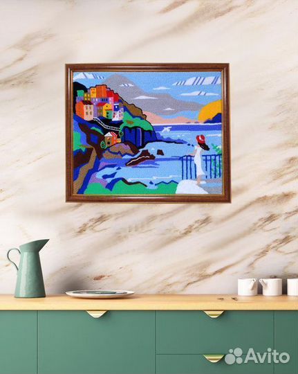 Картина Ривьера в технике ковровая вышивка