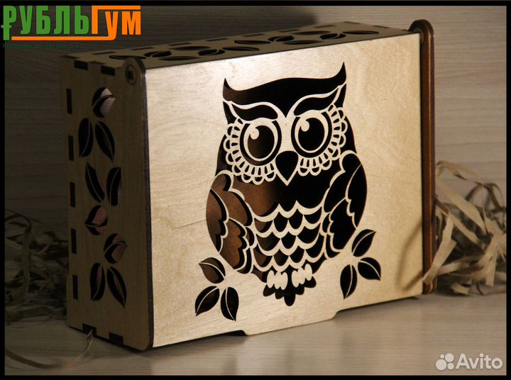 Резная шкатулка Сова