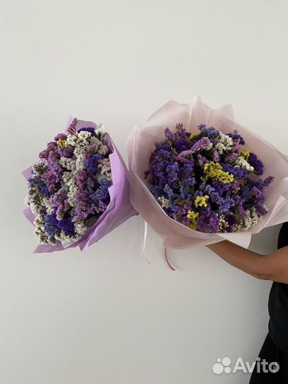 Букет цветов учителю, сухоцветы, статица