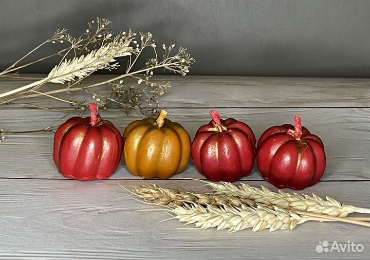 Свечи восковые «Тыквы» на Хэллоуин, Самайн (3 шт.)