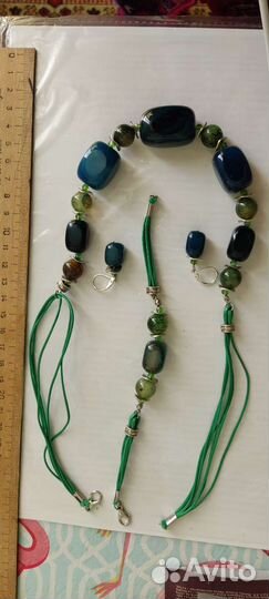 Набор из натурального камня агат тонированный