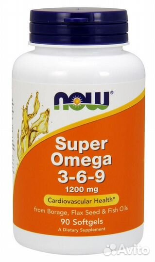 NOW Super Omega 3-6-9 1200 mg (90гел.капс)
