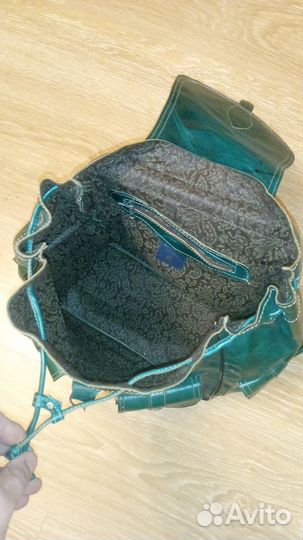 Рюкзак кожаный зеленый