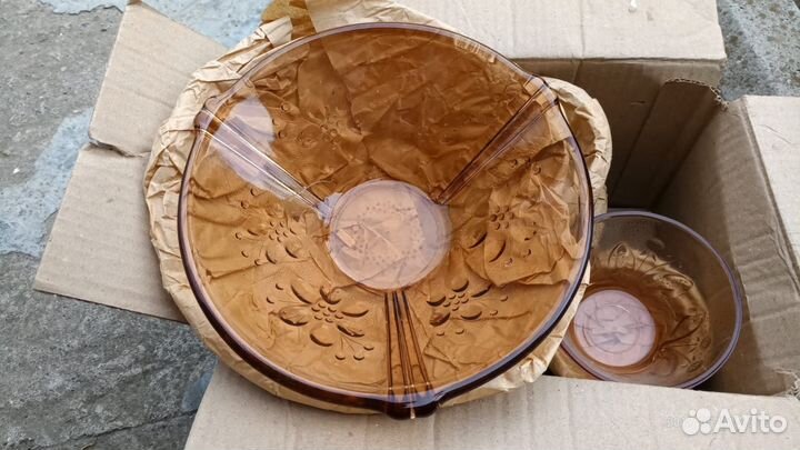 Салатник цветное стекло СССР