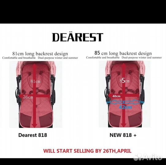 Коляска прогулочная Dearest 818 + новая розовая