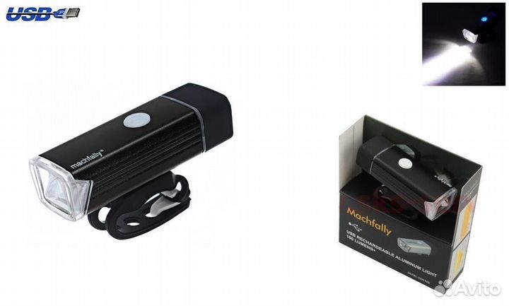 Фара передняя алюминиевая, LED 180 lumens+, USB за