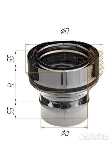 Переход Феррум на сэндвич нержавеющий, (430/0,5мм