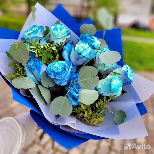 Синие розы букет синих роз