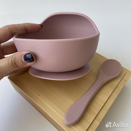 Силиконовая тарелка с ложкой