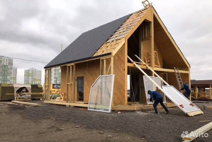 Двухэтажный каркасный дом 9х11м со вторым светом