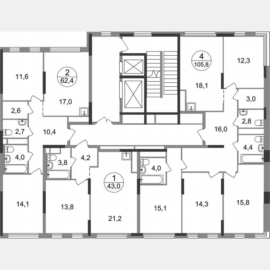 1-к. квартира, 43 м², 14/17 эт.