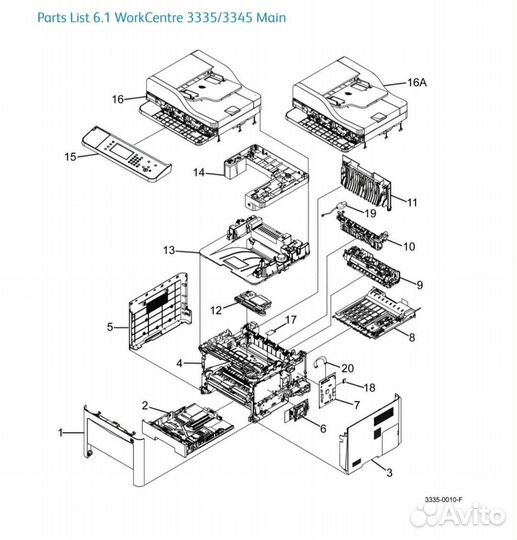 Панель управления Xerox WorkCentre 3335 (140N6380)