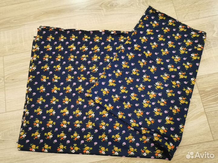 Ткань крепдешин СССР, темно-синий, отрез 1,8м