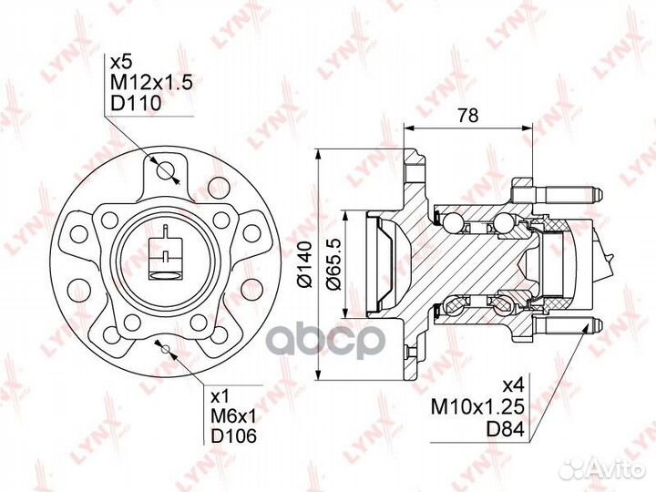 Ступица колеса зад прав/лев WH1110 lynxauto