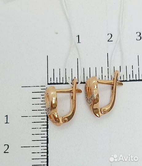 Золотые серьги с фианитом