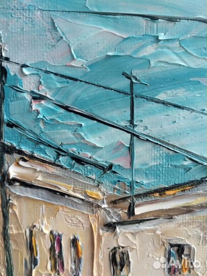 Картина маслом. Дворик Санкт-Петербурга