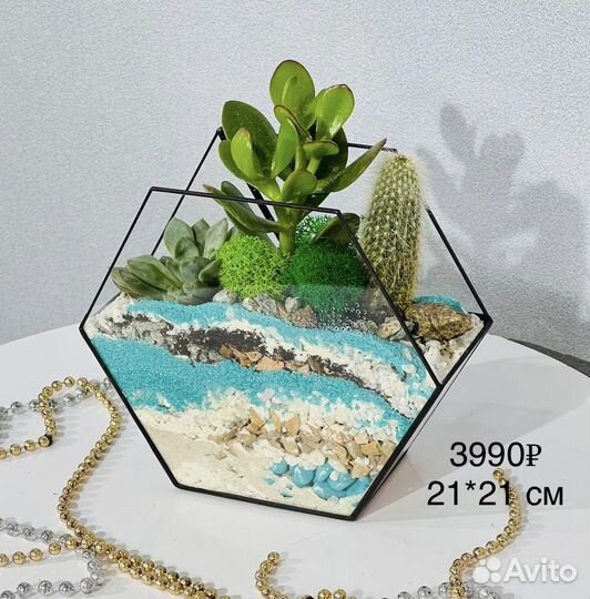 Флорариум интерьерный с суккулентами