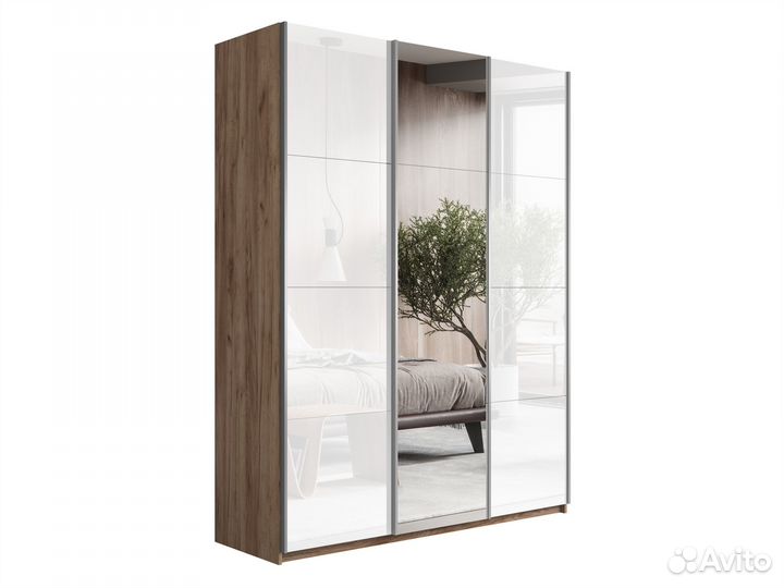 Шкаф-купе Широкий Прайм 3-х дверный (Стекло белое