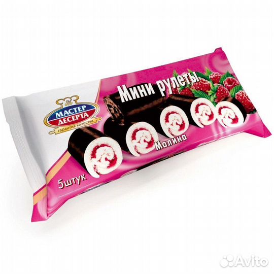 Мини-рулеты бисквитные с малиновой начинкой 175г