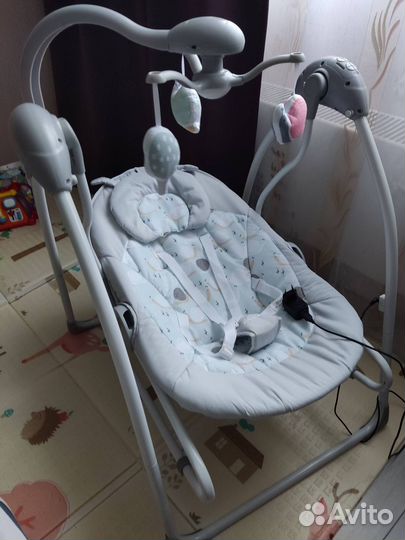 Электрокачели шезлонг 0+ IcanFly 2в1 с адаптером