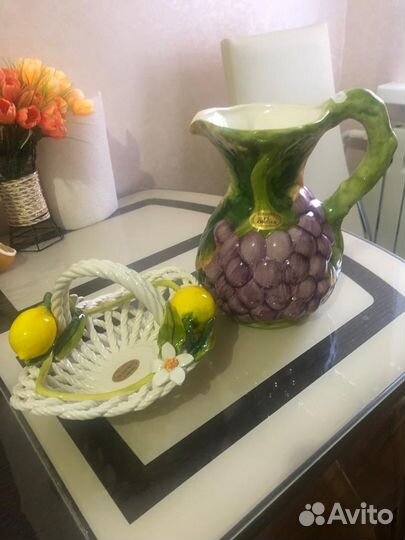 Кувшин Итальянский,кофейный сервиз,корзина,тарелки
