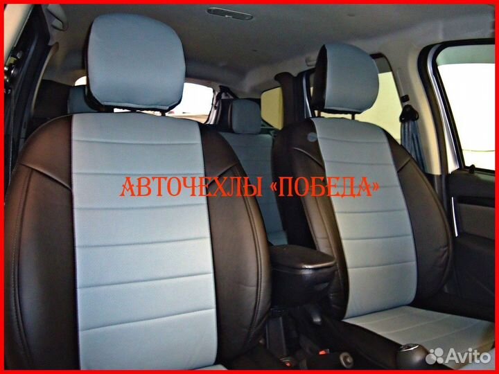 Чехлы Renault Duster 2 из экокожи чёрно-серые