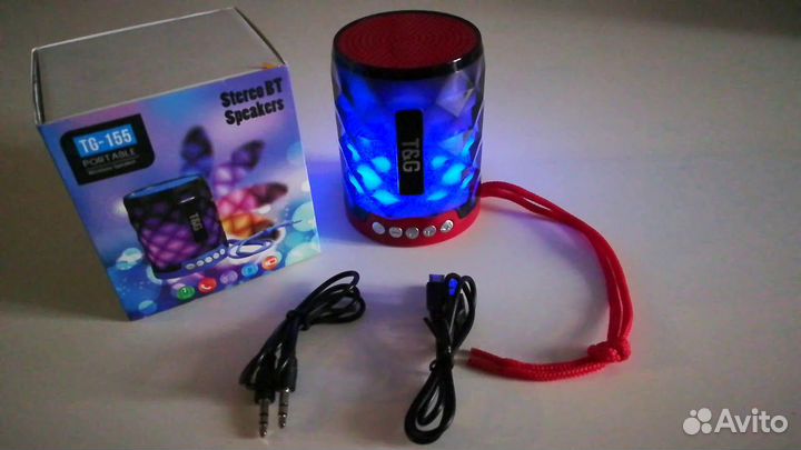 Беспроводная колонкаTG155 с LED-подсветкой красная