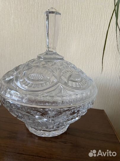 Конфетница с крышкой хрусталь времён СССР