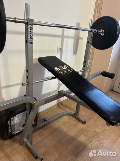 Силовая скамья для жима + гриф с блинами