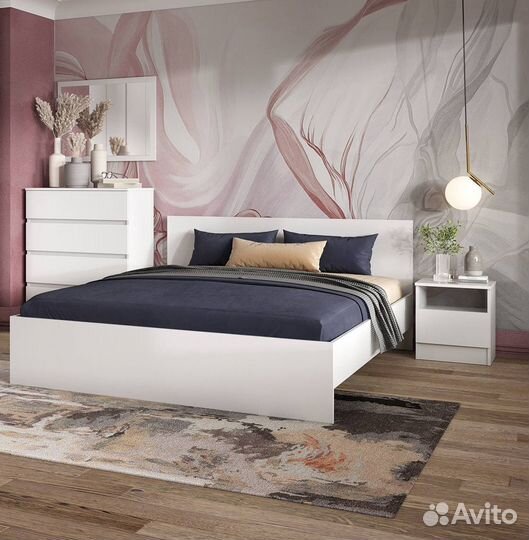 Кровать Мэнкс белая 140х200