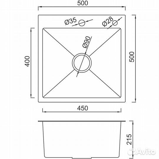 Мойка для кухни из нержавеющей стали gappo GS5050