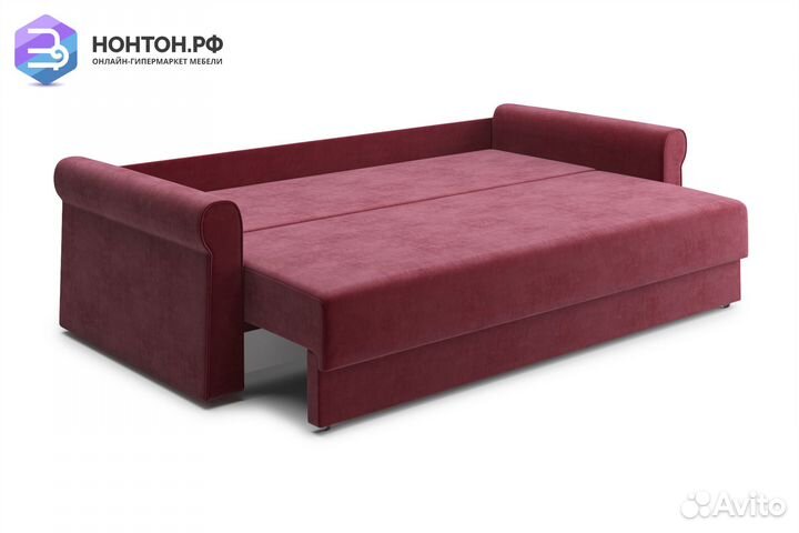 Диван еврокнижка Лира 3-х местный бордовый