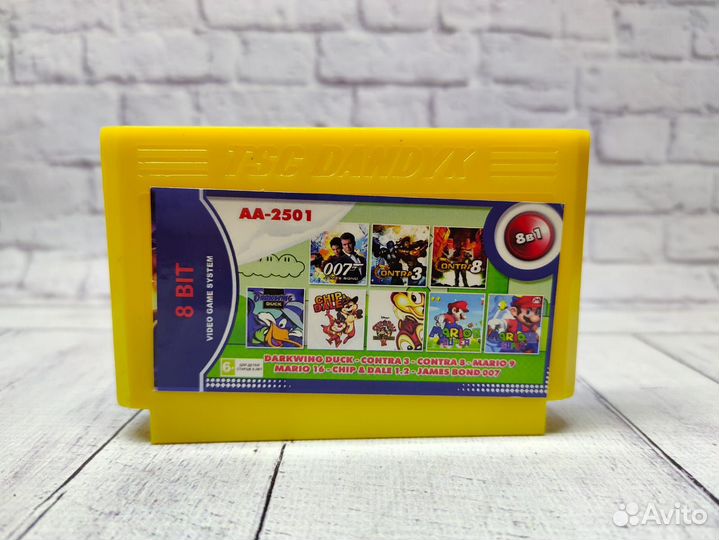 Картридж dendy 8в1 chip dale 1,2+darkwin duck+cont