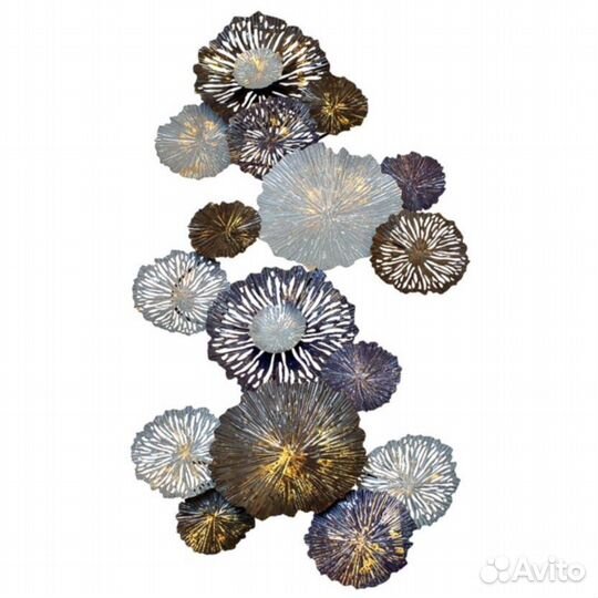 Настенный декор Цветы серо-голубые