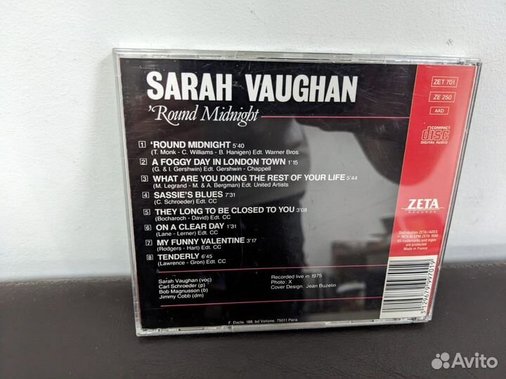 Sarah Vaughan Round Midnight 1975 France CD