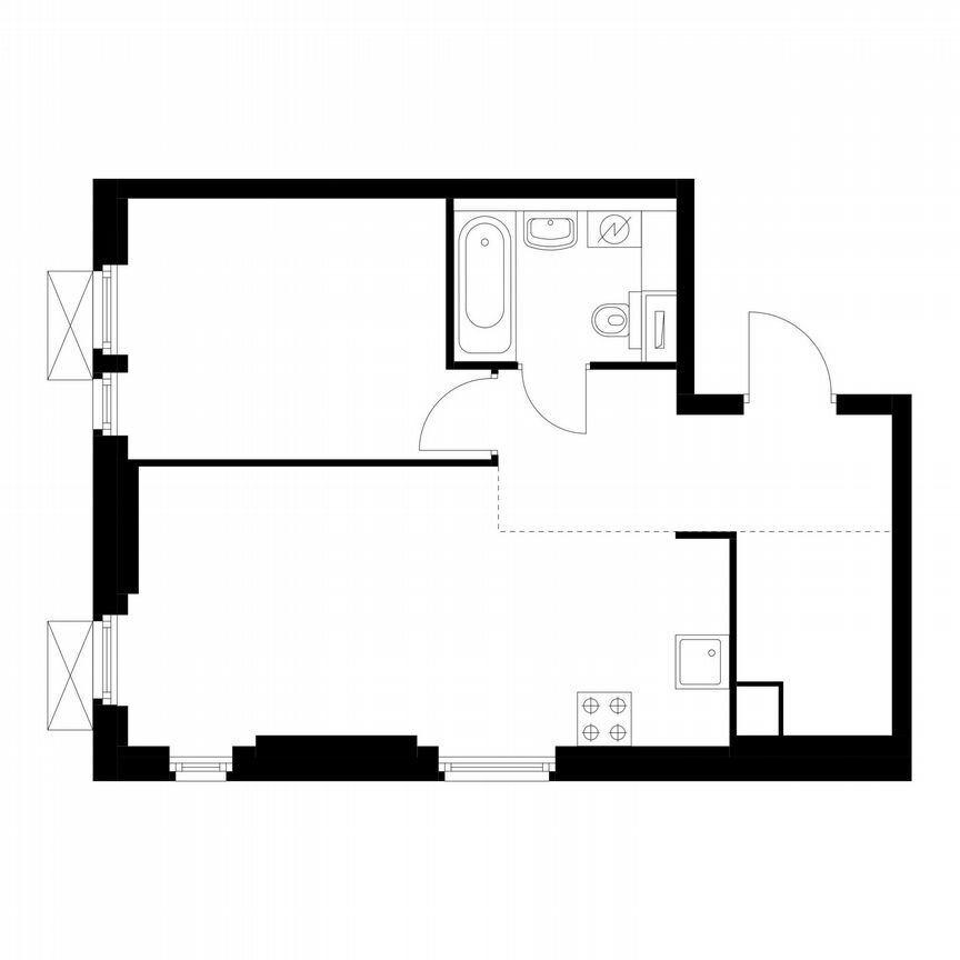 1-к. квартира, 43,4 м², 2/14 эт.