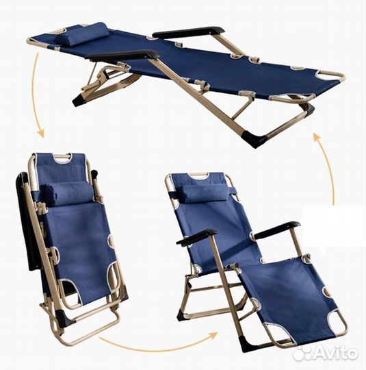 Шезлонг раскладушка с матрасом 2шт