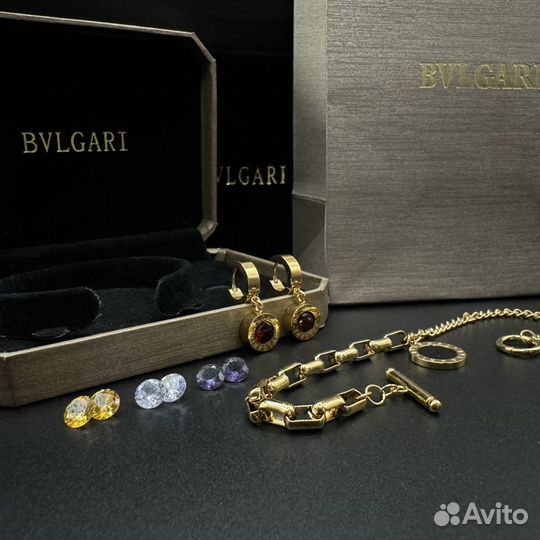 Bvlgari браслет 1 + серьги gold