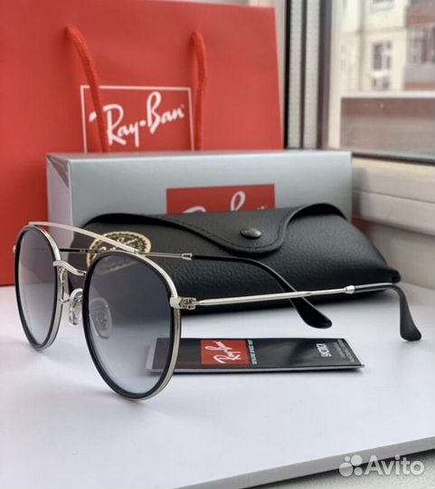 Очки ray ban round double bridge пепельные