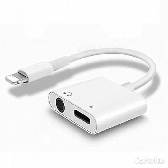 Переходник адаптер с айфона на наушники и зарядку
