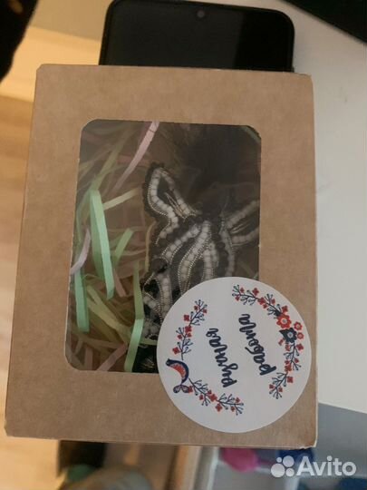 Брошь брошка ручная работа новая зебра бисер