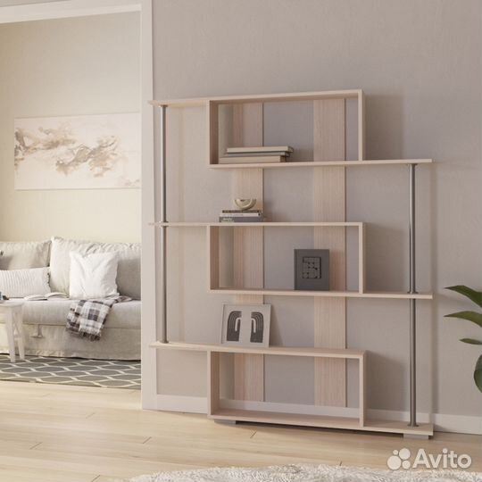 Стеллаж Эрсо-202c ясень шимо светлый деревянный по