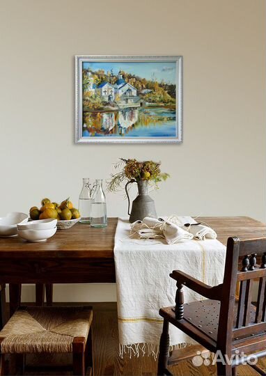 Картина маслом пейзаж. Осень у Святого источника