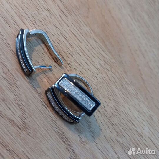 Комплект серебро серьги и кольцо