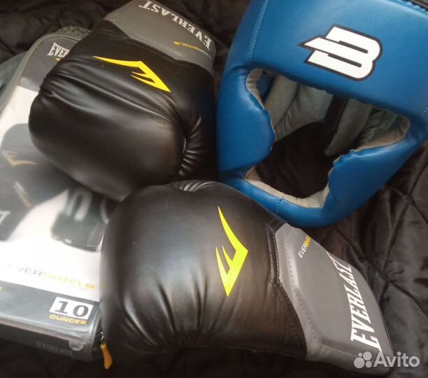 Бокс. Перчатки everlast e.p.s. 10oz, шлем boybo