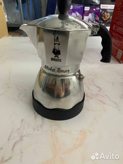 Кофеварка гейзерная Bialetti Moka timer 3, серебри