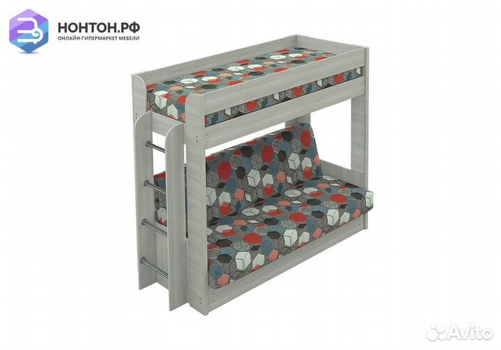 Двухъярусная кровать с диван-кроватью ясень шимо с