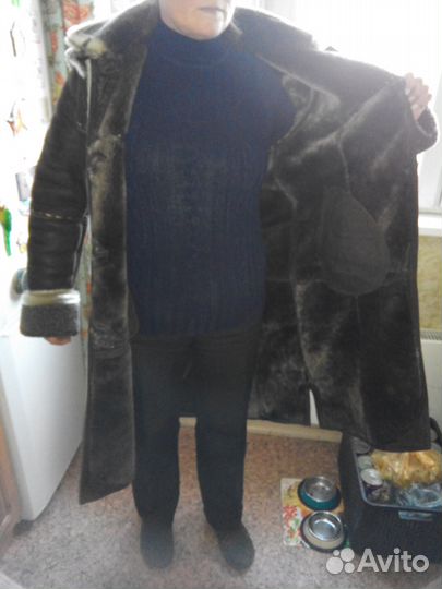 Дублёнка натуральная длинная коричневая 48р б/у