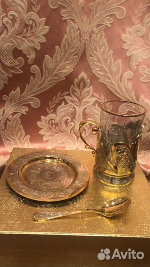 Златоуст.Новый набор для чая. Золото, хрусталь, ла