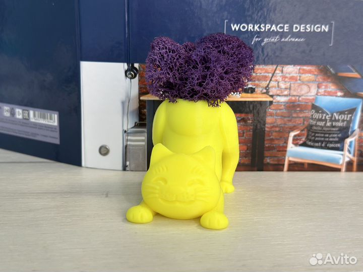 Кашпо кот на 3D принтере